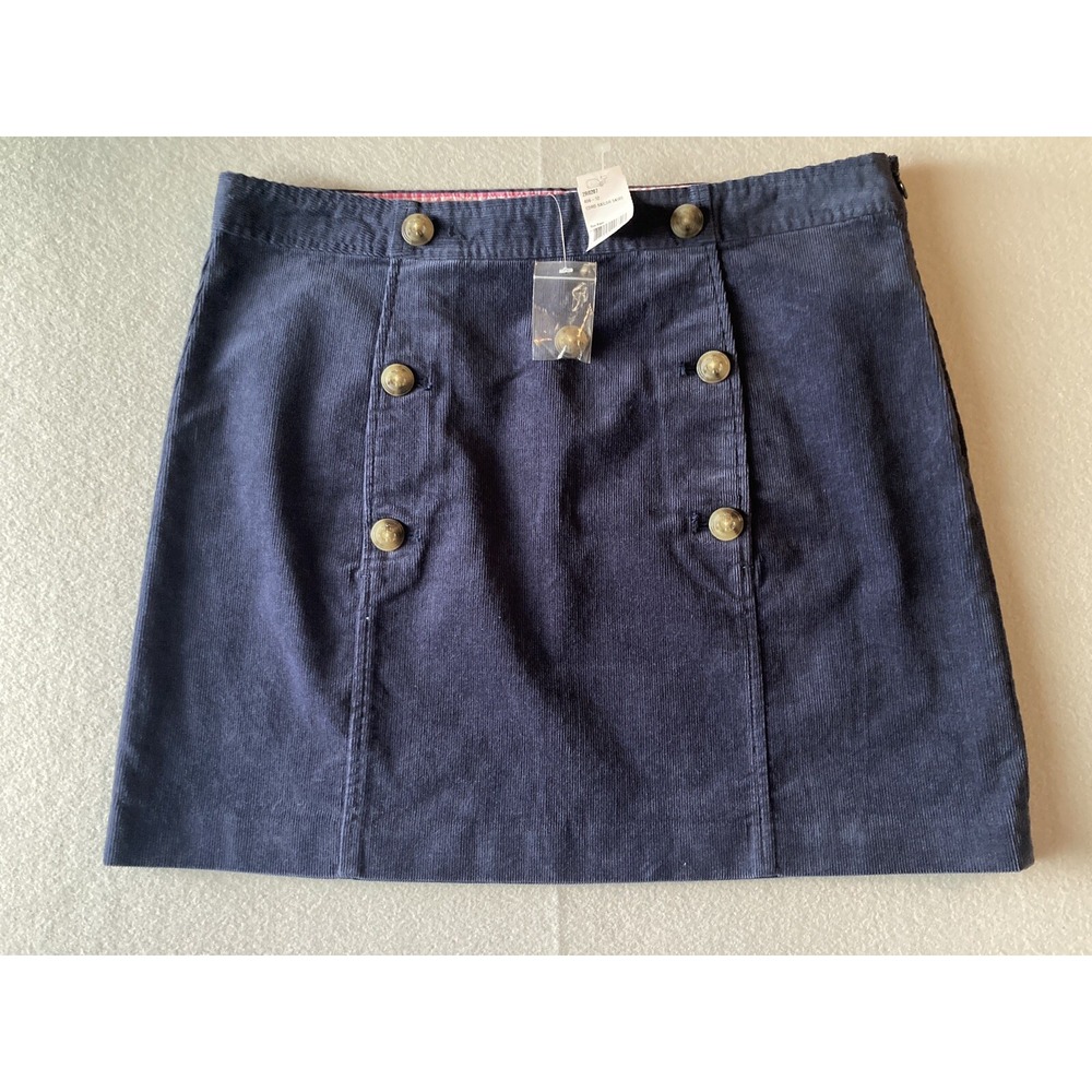 Vineyard Vines Women's Skirt 12 Blue Corduroy Sailor Skirt Buttons #2079